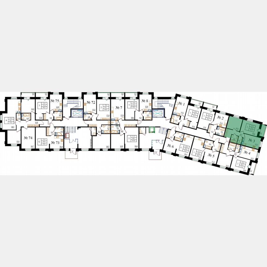 2-к. квартира, 51,5 м², 1/8 эт.