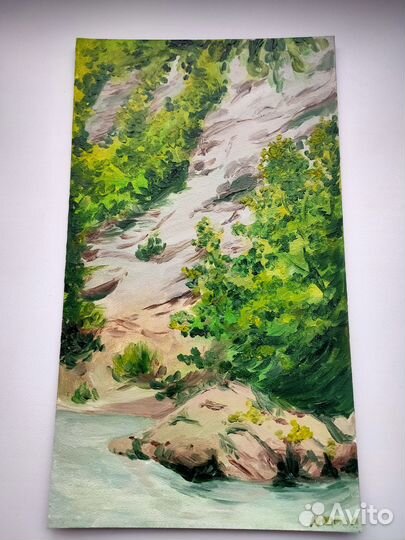 Картина горная дорога и река