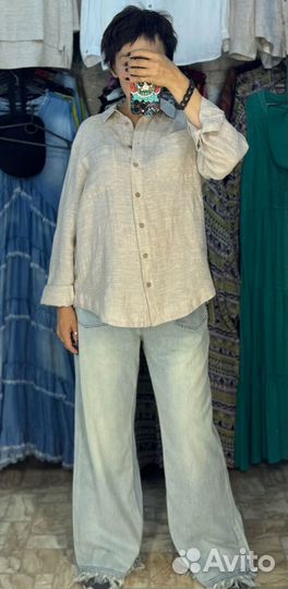 Рубашка женская льняная оверсайз