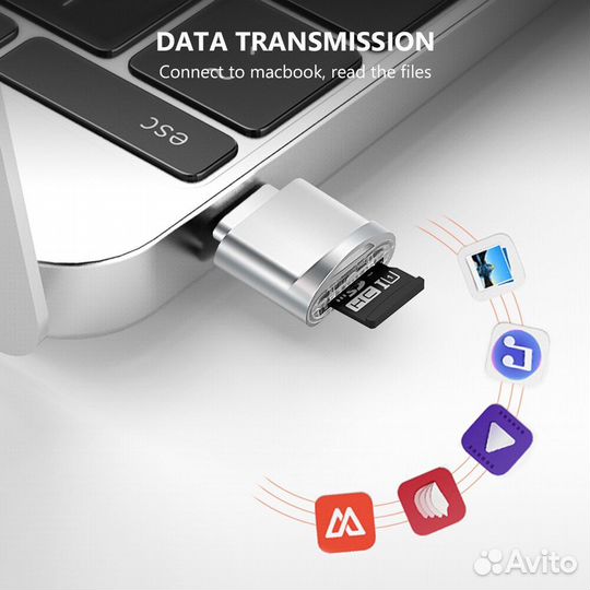 OTG Адаптер для чтения TF карт Micro-SD на Tape-C