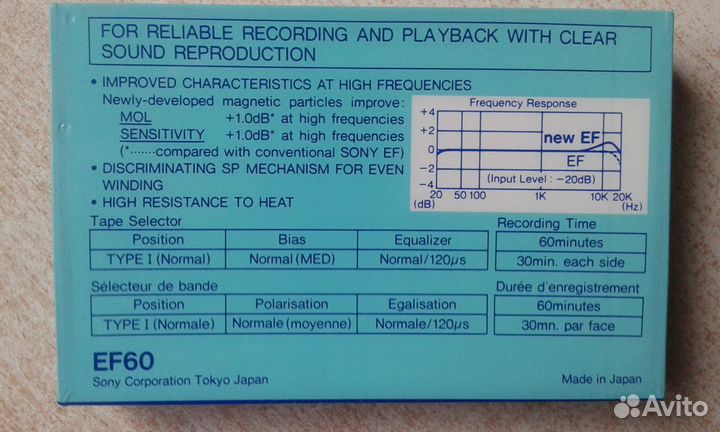 Аудиокассета sony EF60