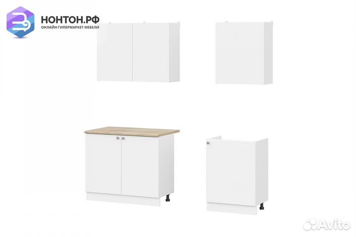 Кухня Айлин 1.6 м белый текстурный / тростник