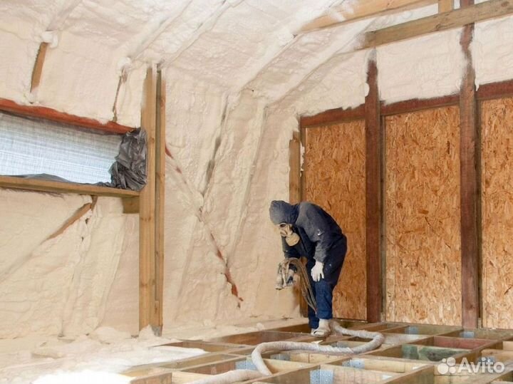 Утепление дома напылением ППУ от 100м2