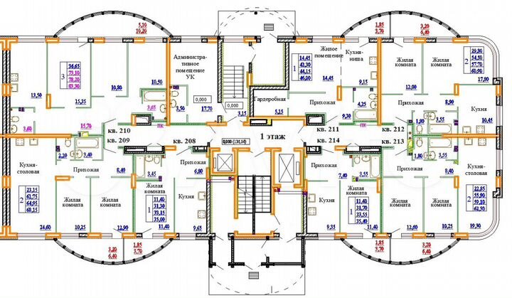 2-к. квартира, 68,2 м², 1/11 эт.
