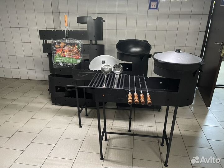 Мангал с подказанником 3 мм разборная с печкой