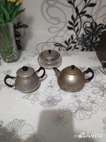 Сахарница чайник заварной мельхиор СССР