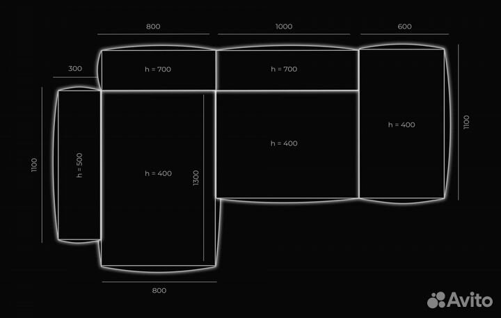 Диван со спальным местом 2700х1650 мм