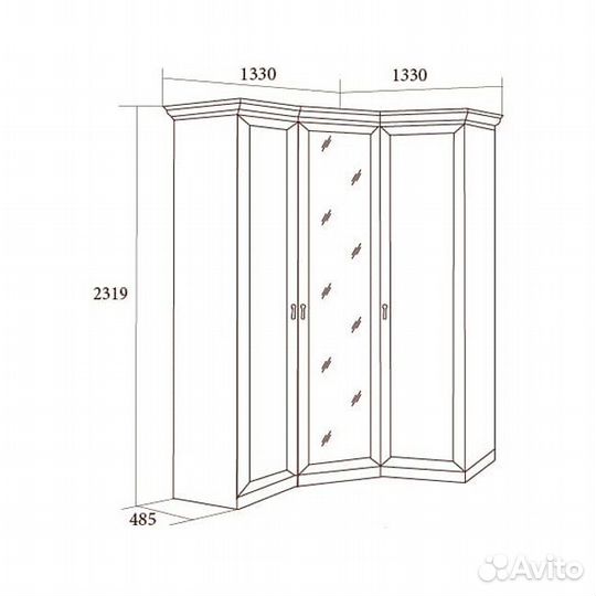 Шкаф угловой Екатерина крем. Миассмебель