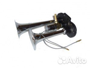 Сигнал двухрожковый пневматический 12/24V хром 300