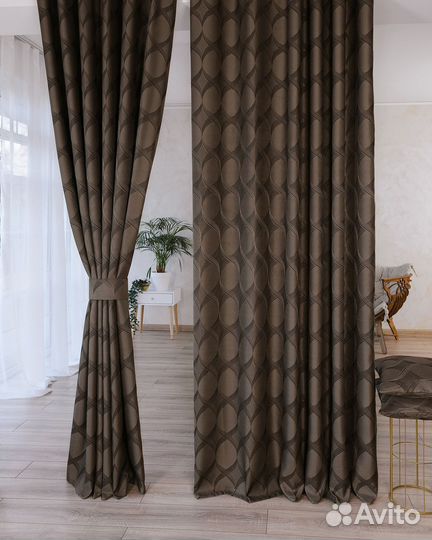 Шторы жаккард Альба Кофейный готовые