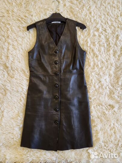 Кожаное платье mango xs