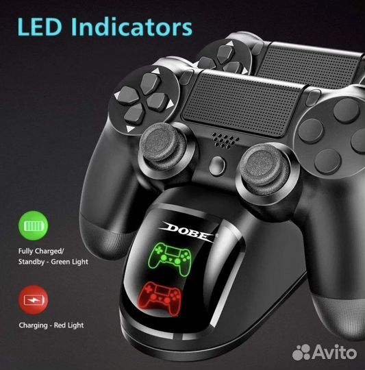 Зарядная станция dobe для 2-х геймпадов ps4