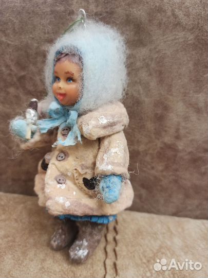 Ватная елочная игрушка ручная работа