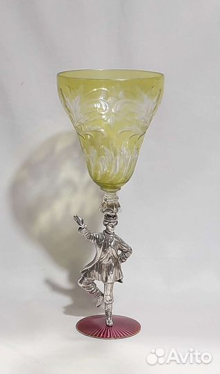 Старинный бокал эмаль серебро 84