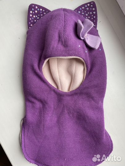 Шапка зимняя для девочки 5-6 лет варежки в подарок