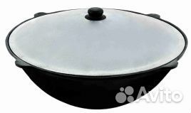 Казан чугунный узб 6л с крышк. (плоское дно) &quo
