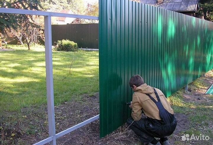 Забор из профнастила,ворота под ключ