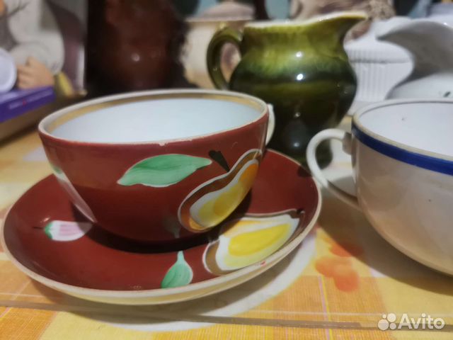 Чайная пара Золотая груша Молочник СССР