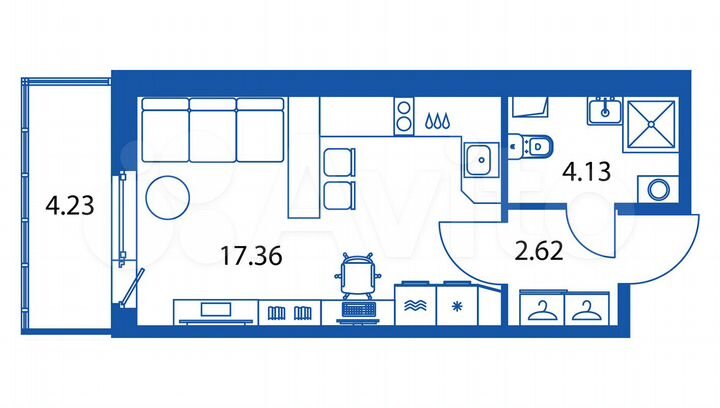 Квартира-студия, 25,4 м², 2/12 эт.