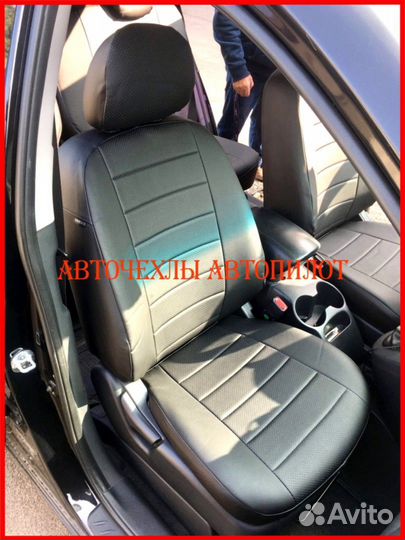 Чехлы Автопилот Kia Karens из экокожи чёрные Класс