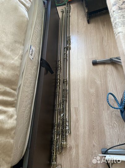 Карниз двухрядный 160-300 см металл цвет латунь