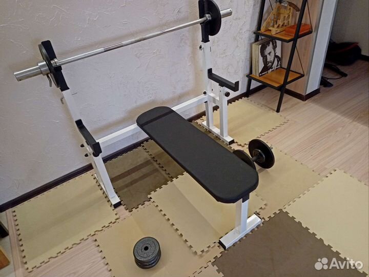 Стойка для штанги + штанга + гантеля