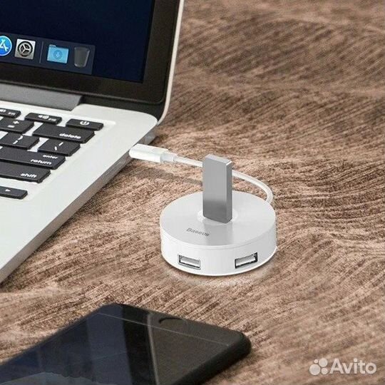 USB-концентратор Baseus, 4 гнезда, 1х USB 3.0, 3х