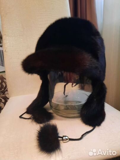 Шапка ушанка норковая женская 58 р