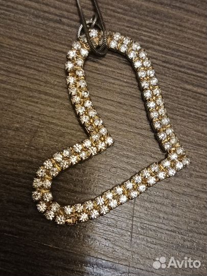 Подвеска сердце стразы финляндия