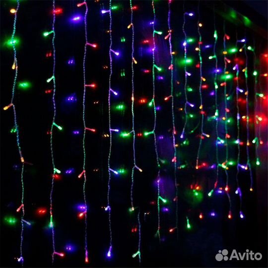 Гирлянда штора цветная (1,5м*1,5м)