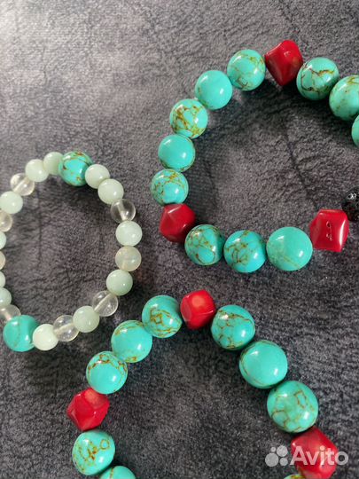 Браслеты бирюза коралл