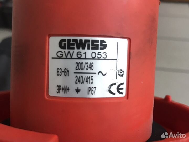 Вилка. Gewiss GW 61 053 прямой штекер, 3P+N+E, 63A