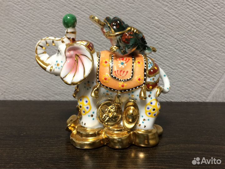 Статуэтка / Слон с жабой на спине / фэн-шуй