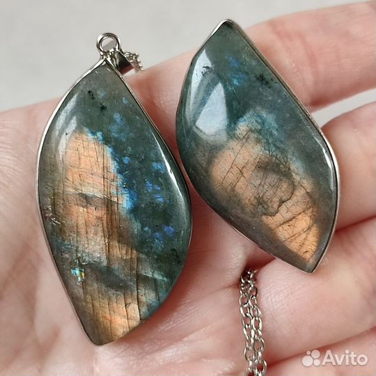 Лабрадорит кулон 42х22мм и кольцо 40х20мм