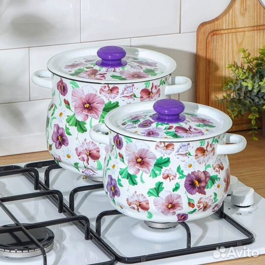Набор кастрюль 'Анютины глазки', 2 предмета 4 л, 5