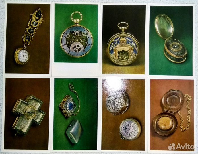 Открытки Старинные часы СССР (16 шт.)