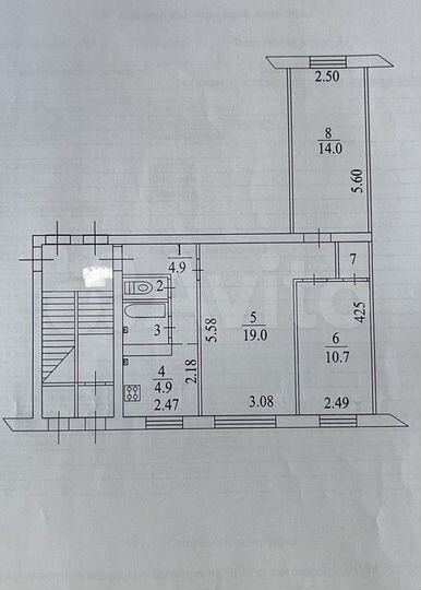 3-к. квартира, 57,9 м², 1/5 эт.
