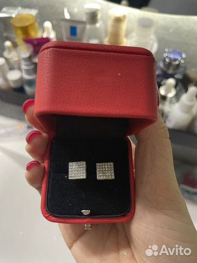 Серьги пуссеты серебро 925