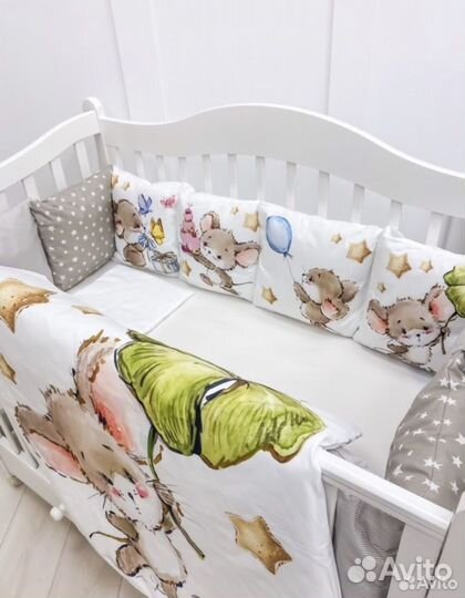 Бортики в детскую кроватку с постельным бельем