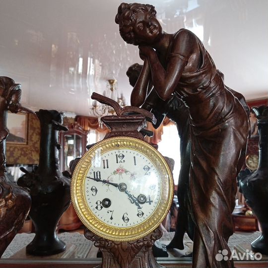 Каминный комплект: вазоны с часами, 19 век,Франция