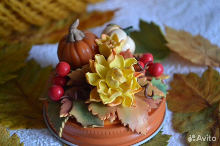 Осенняя баночка с декором/полимерная глина