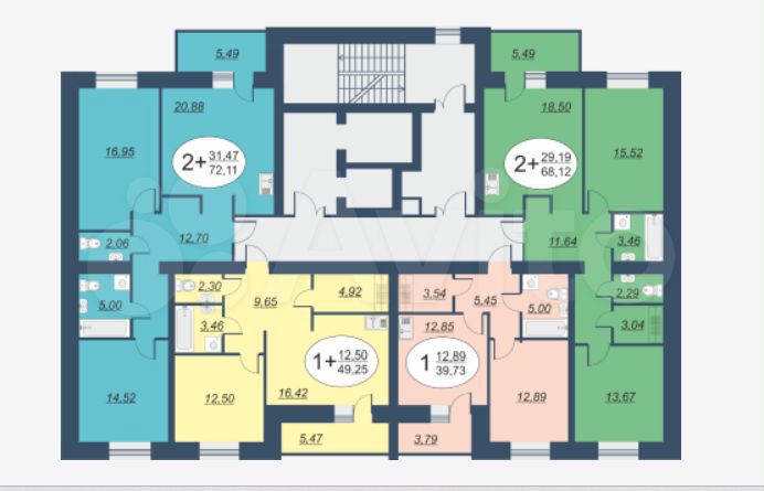 2-к. квартира, 68,1 м², 12/14 эт.