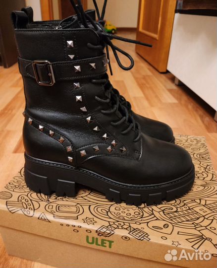 Новые кожаные с мехом зимние ботинки р.37