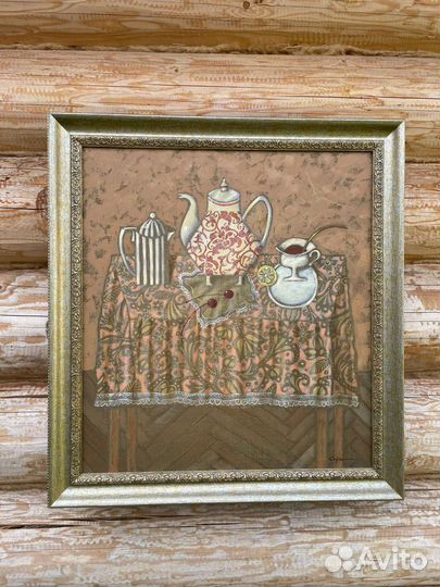 Картина советская в деревянной раме