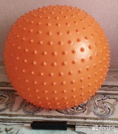 Мяч спортивный диаметр 55 см массажный с насосом