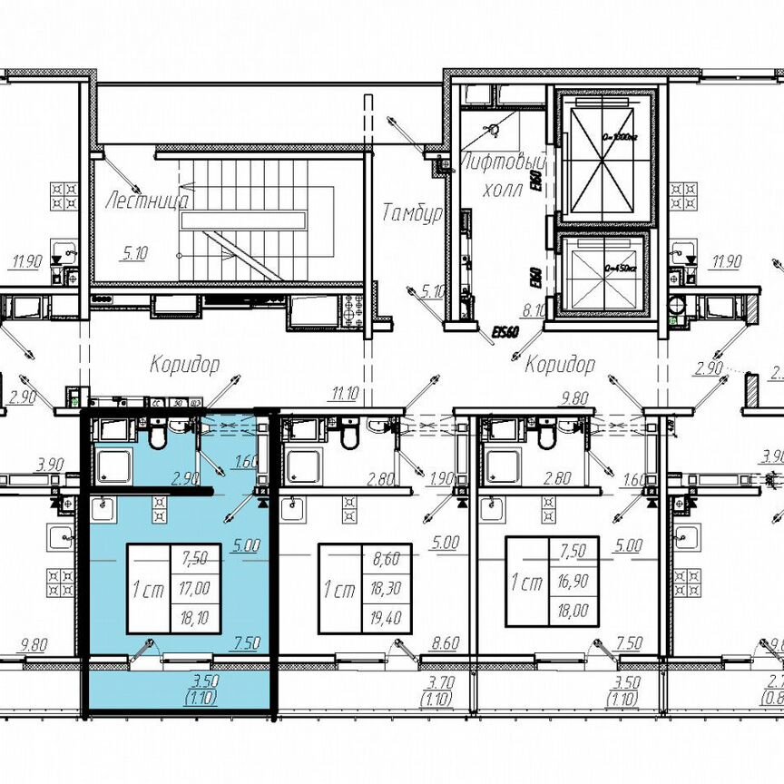 Квартира-студия, 18,1 м², 23/25 эт.