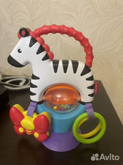 Игрушка Зебра, погремушка на присоске