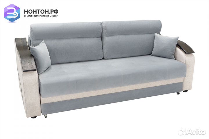 Диван еврокнижка Милан серый / бежевый