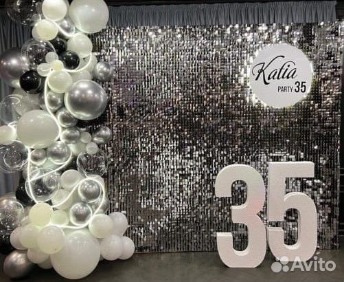 Фотозона из пайеток В аренду серебряная от 150*180