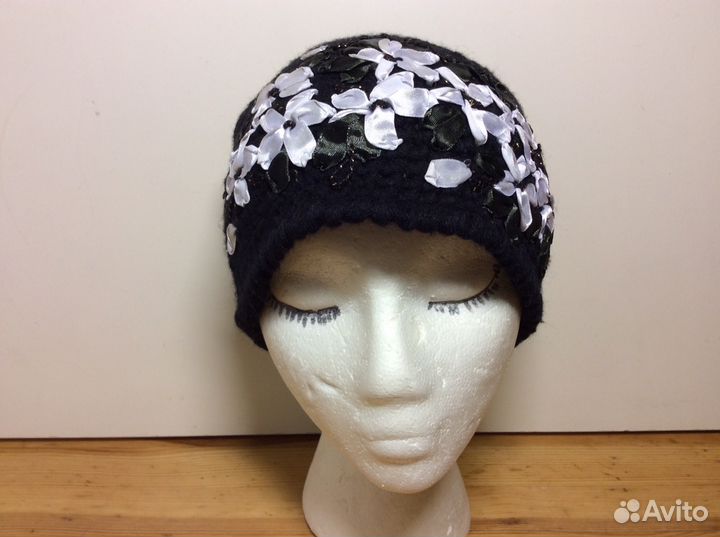 Эксклюзивная шапочка с лентами, р-р 54-57, арт 193